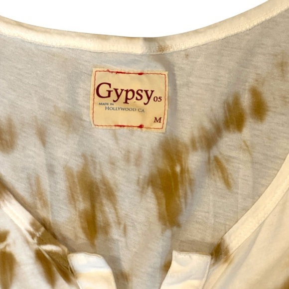Gypsy 05 Tie-Dye Notch Neck Sleeveless Maxi Dress in Golden Brown Women’s Medium - Picture 3 of 5